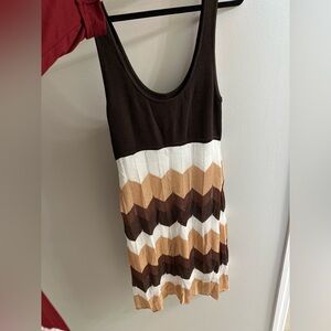bebe Brown and White Chevron Mini Dress